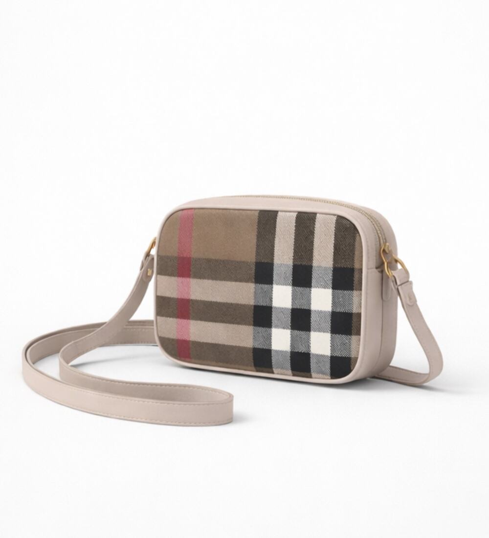 Burberry Women's Checkered Crossbody Bag limestone